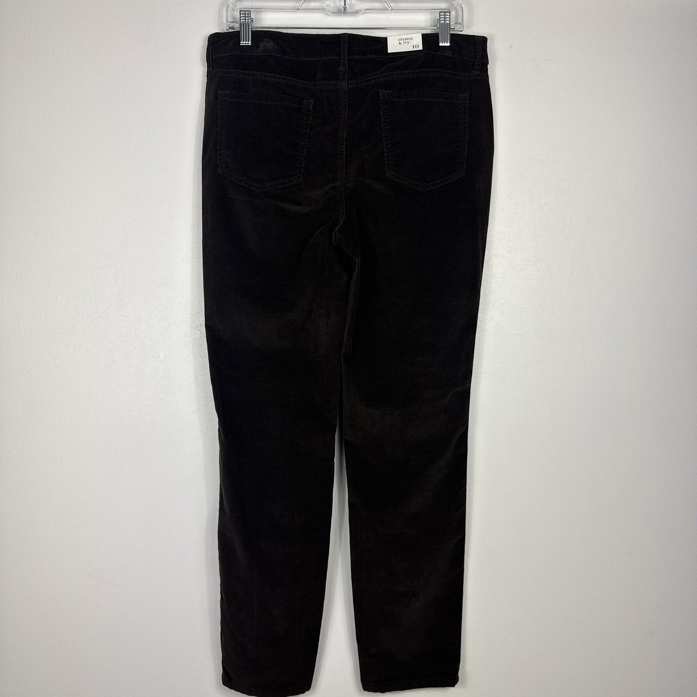 Crown & Ivy Corduroy Pants Womens 10 Chocolate Brown Mid Rise Straight Leg NEW - Picture 3 of 11